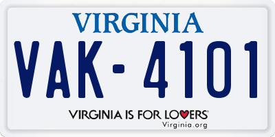 VA license plate VAK4101