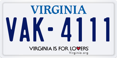 VA license plate VAK4111