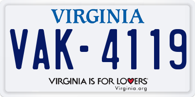 VA license plate VAK4119