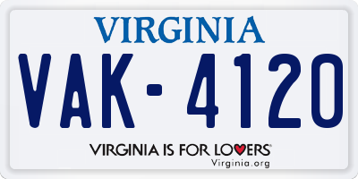 VA license plate VAK4120