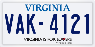 VA license plate VAK4121