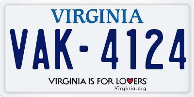 VA license plate VAK4124