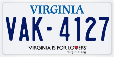 VA license plate VAK4127