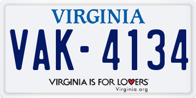 VA license plate VAK4134