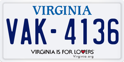VA license plate VAK4136