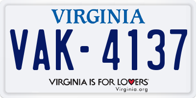 VA license plate VAK4137
