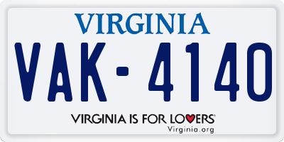 VA license plate VAK4140