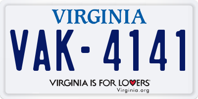VA license plate VAK4141