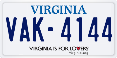 VA license plate VAK4144