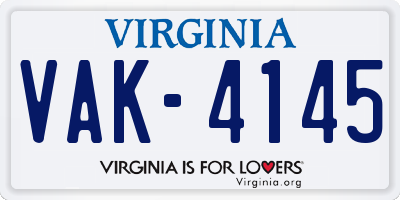 VA license plate VAK4145