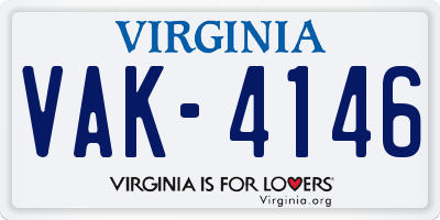 VA license plate VAK4146