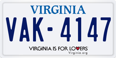 VA license plate VAK4147
