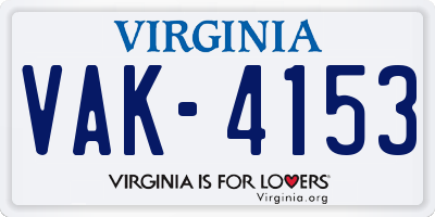 VA license plate VAK4153