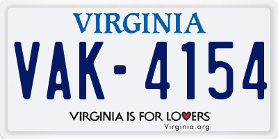 VA license plate VAK4154