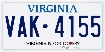 VA license plate VAK4155