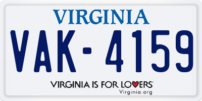 VA license plate VAK4159