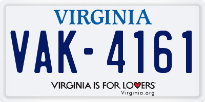 VA license plate VAK4161