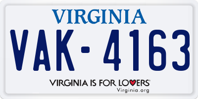 VA license plate VAK4163
