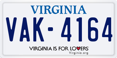 VA license plate VAK4164