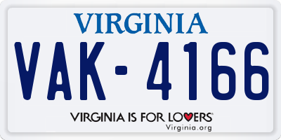 VA license plate VAK4166