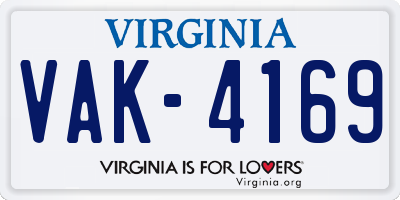 VA license plate VAK4169