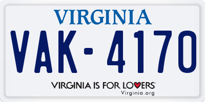 VA license plate VAK4170