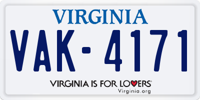 VA license plate VAK4171
