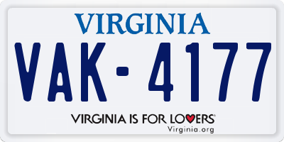 VA license plate VAK4177