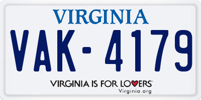 VA license plate VAK4179
