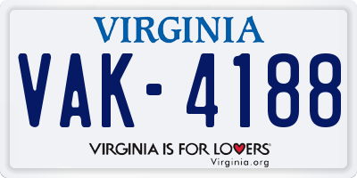 VA license plate VAK4188