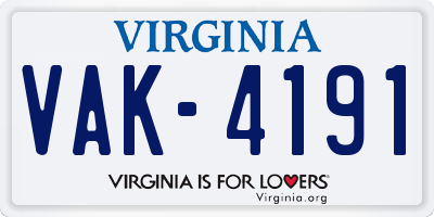 VA license plate VAK4191