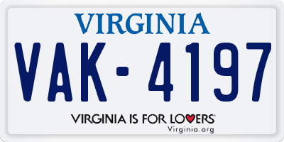 VA license plate VAK4197
