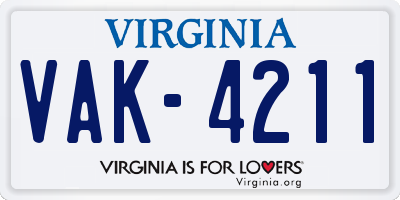 VA license plate VAK4211