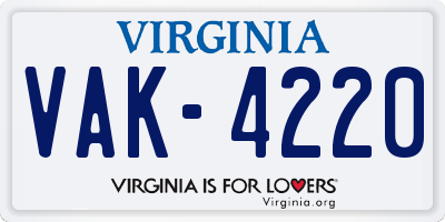VA license plate VAK4220