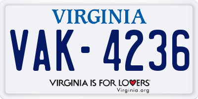 VA license plate VAK4236