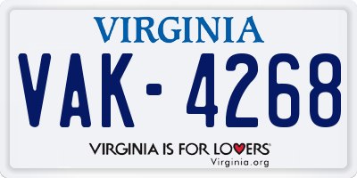 VA license plate VAK4268