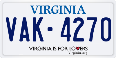 VA license plate VAK4270