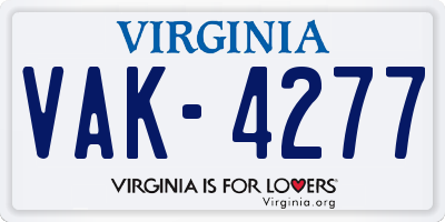 VA license plate VAK4277