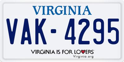 VA license plate VAK4295