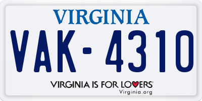 VA license plate VAK4310
