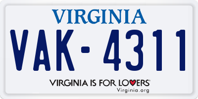 VA license plate VAK4311