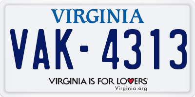 VA license plate VAK4313