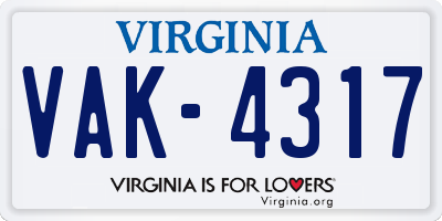 VA license plate VAK4317