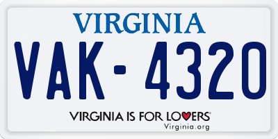 VA license plate VAK4320