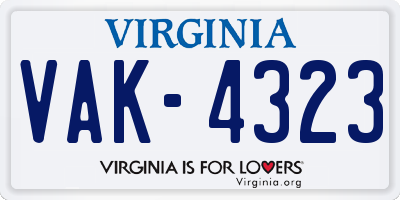 VA license plate VAK4323