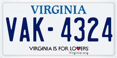 VA license plate VAK4324