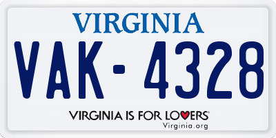 VA license plate VAK4328