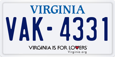 VA license plate VAK4331