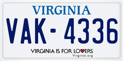 VA license plate VAK4336