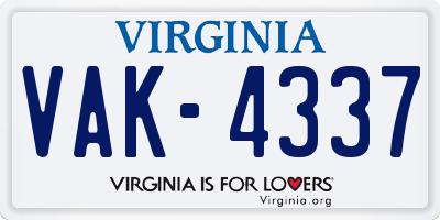 VA license plate VAK4337